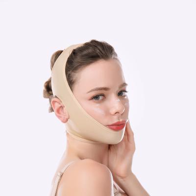 China Antibacterial Breathable V Band Facial Elastic Lifting Mask With Chin Bandage Facial Lifting V-Line Correction en venta