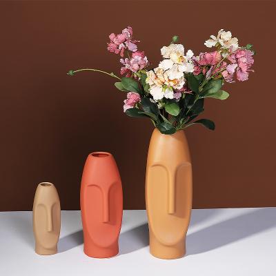 China Brown Modern White Yellow Beige Red Modern Simplicity Ceramic Vases For Home Decor Flower In Living Room Balcony Study for sale