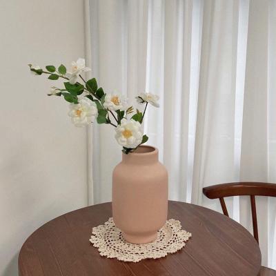 China Nordic Yellow Rose Nordic Style Tall Vase For Home Decor Luxury Ceramic In Living Room Balcony Study for sale