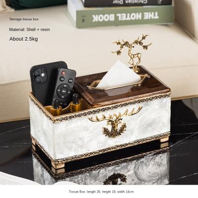 China Light Luxury Style Light Luxury Style Design Resin Shell Tissue Box Rectangular Paper Holder for Hotel Living Room for sale