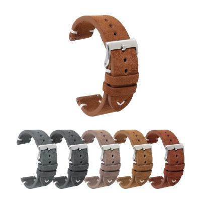 China CHANGRONG Vintage Release Genuine Quick Release Suede Leather Watch Band 22mm 22mm Watchband 20mm For Men And Women for sale