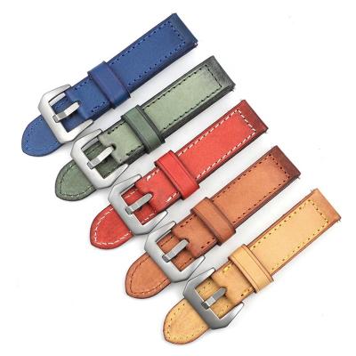 China Quick Return Spring Bars / Vintage CHANGRONG Low MOQ High Quality Handmade Genuine Leather Watch Band Strap Custom for sale