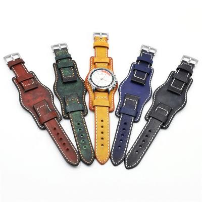 China CHANGRONG Quick Return Spring Bars/Vintage Custom Retro 20/22/24mm Leather Watch Band For Big Watch for sale