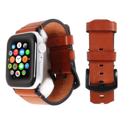 China CHANGRONG Unisex Wholesale Handmade Adjustable Genuine Leather Watch Band Straps For Apple Watch for sale