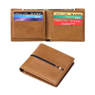 China Brown Durable Mens Grain Leather RFID Credit Card Wallet Luxury Wholesale for sale