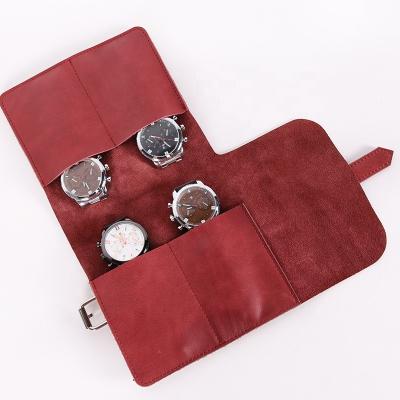 China Handmade/soft/durable and strong. CHANGRONG Custom 4 Watches Watch Roll Real Leather For Men for sale