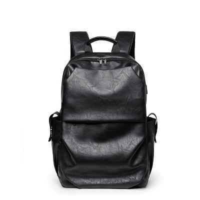 China With USB Changrong Wholesale Men's Laptop Leisure Black Leather Backpack for sale