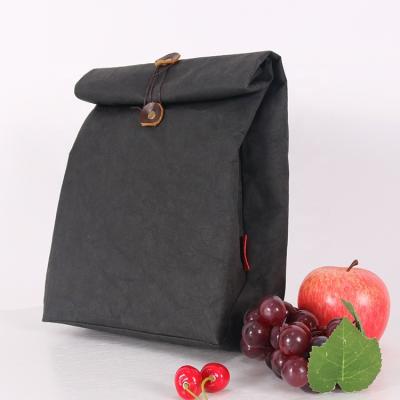 China ChangRong Waterproof Custom Black Washable Kraft Paper Lunch Bag Insulated Food for sale