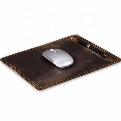 China Custom Vintage CHANGRONG Genuine Leather Computer Mouse Pad For Office Home for sale