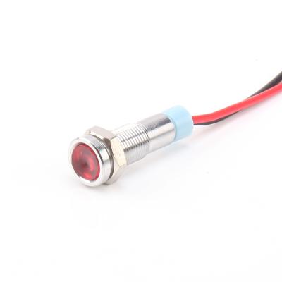 China Waterproof 6mm 12v Stainless Steel Signal Lamp METAL Warning Light Red Wire Welding for sale