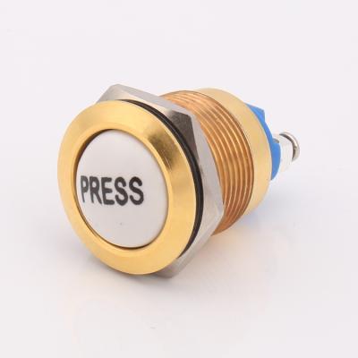 China Industrial Waterproof Control 19MM Screw Terminal Yellow Gold Plated Case Metal Push Button Switch With Ceramic Buttons for sale