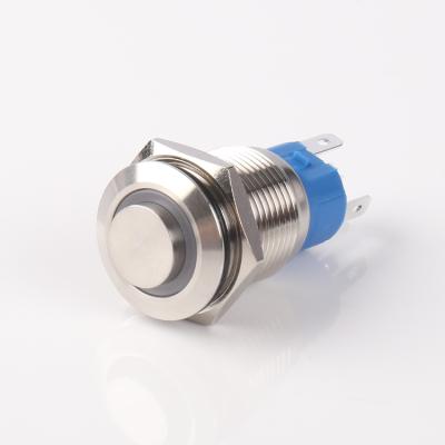 China 220v Large Ring Lighted Metal Led Push Button 16mm Industrial Waterproof Latching Switch for sale