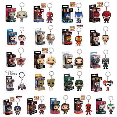 China Wholesale Decorationand Marvel Hero Movie Vinyl Figure Keychain Pocket Pop PVC Character Tipped Key Chain for sale