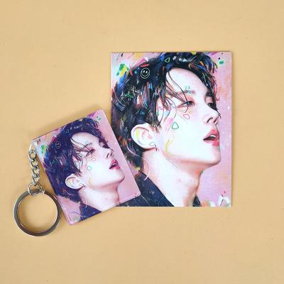 China Wholesale Bangtan Boys Oil Painting Kildren Goods Boys Idol Fan Collection Bangtan Plastic Acrylic Key Chain KPOP for sale