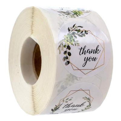 China Waterproof Hot Selling 500pcs/Roll 1 Inch Thank You Sticker Self Adhesive Coated Paper Sticker for sale