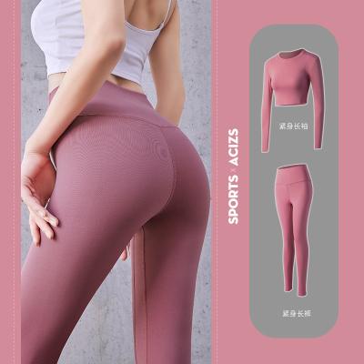 China Breathable Women Plus Size Yoga Crop Top Bodycon Two Piece Yoga Set Sets Leggings Pants Tops for sale