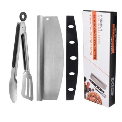 China Stainless Steel Pizza Cutter and Viable Pizza Tipping Tongs Set 2pc SW-BA80 for sale