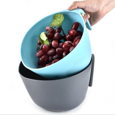 China Sustainable Kitchen 2-in-1 Deep Plastic Washing Bowl and Sieve Set with Measuring Function SW-CT71 for sale