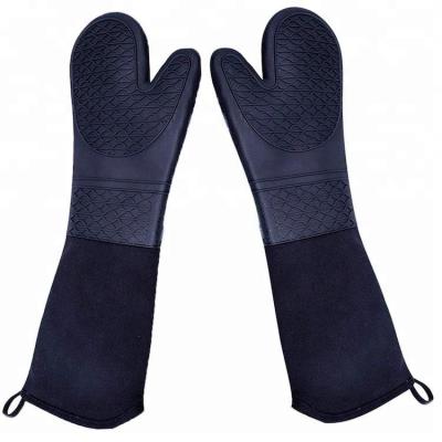 China Silicone and Cotton Liner 50cm Extra Long Professional Silicone Oven Mitts SW-KG301 for sale