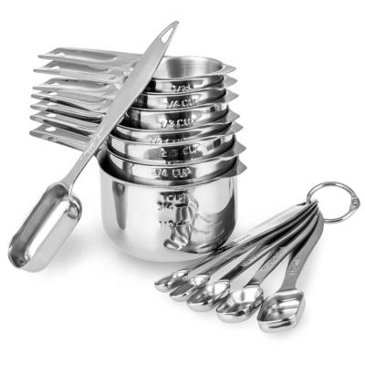 China Durable Heavy Duty Stainless Steel Measuring Cups And Spoons Set 13pcs SW-KG127B for sale