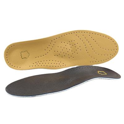 China Arch Support PU Breathable Latex Soft Non-slip Cushioning Flat Foot Leather Insole Leather Orthotics Shoe Flat Insole Arch Foot Support for sale