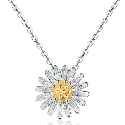 China Small Love s925 Necklace Silver Cool Daisy Sun Flower Female Pendant Gold Necklace for sale