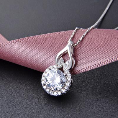 China S925 Ladies Necklace Simple Silver Diamond-encrusted Zircon Clavicle Chain Gourd Shaped Pendant Necklace for sale