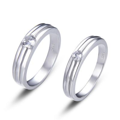 China Valentine's Day Gift s925 Couples Ring Simple Design CLASSIC Silver Diamond Ring for sale