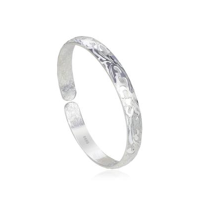 China 2021 New Products Chinese Style Pure Silver CLASSIC Jewelry s999 Women's High End Embossed Bangle Bracelet for sale