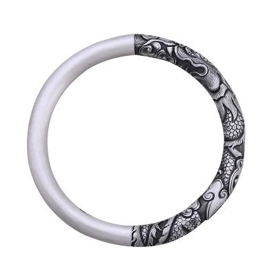 China CLASSIC Original Hand-Carved Dragon and Bracelet 999 Sterling Silver Couple Lettering Phoenix Bracelet for sale