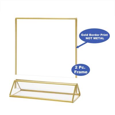 China 2.5 mm Thick Acrylic 6Pack 6 x 4 Horizontal Clear Acrylic Sign Holder With Gold Borders, Double Sided Table Menu Stand Picture Frames For Wedding for sale