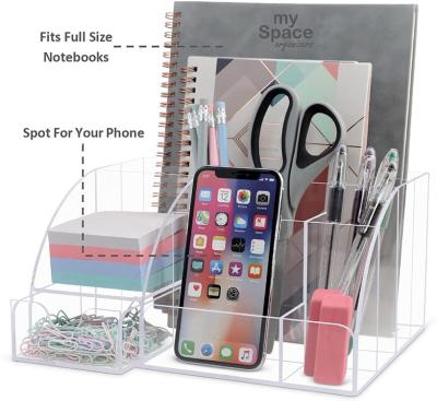 China Sustainable Acrylic Desk Organizer With Drawer, 9 Compartments, Clear All In One Cool Office Supplies And Desk Accessories Organizer for sale