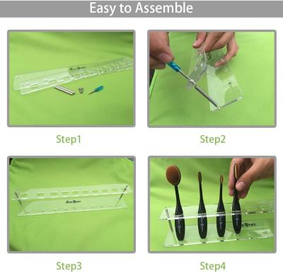 China Viable Clear Acrylic 10 Hole Drying Rack Storage Display Bracket Shelf Holder Design Specifically For Toothbrush And Oval Makeup Brush for sale