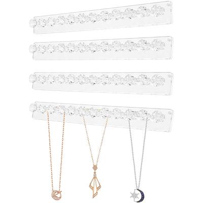 China 4 Pack Necklace Hangers Earrings Rings Rings Bracelet Organizer Clear Acrylic Jewelry Hangers Wall Necklaces Holder with 12 Diamond Hooks For Necklaces Bracelets for sale