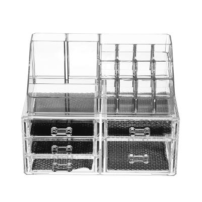 China Viable Clear Travel Makeup Brush Organizer Makeup Artist Train Case Velvet Box Jewelry Set Cosmetic Jewelry Storage Holder for sale