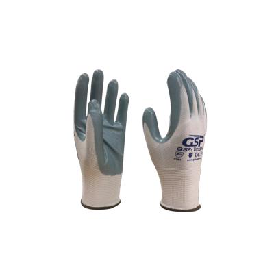 China Comfortable Fitting Manufacturing Machine Branded Price White Cheap Vinyl Safety Nitrile Chemical Resistant Gloves for sale