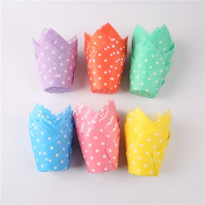 China Disposable Tulip Muffin Liners Tulip Paper Cake Cups Baking Paper Cup for Birthday Wedding Party for sale