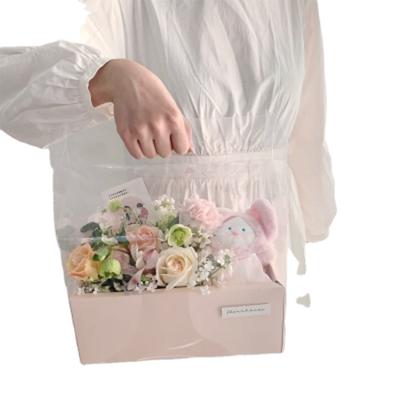 China Handmade Flower Rectangular Clear Box Flower Gift Box Good Quality Transparent Flower Package for sale