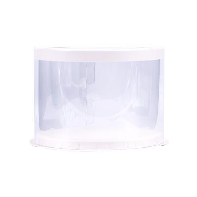 China Handmade transparent plastic cake box 10 inch white elegant round cake box cylinder cake box for sale