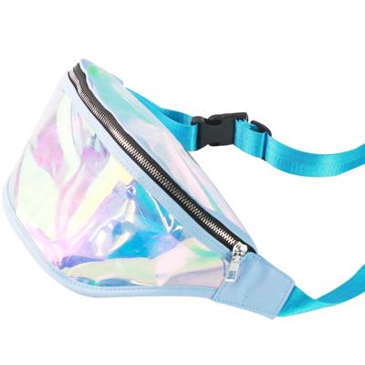 China 100% Outdoor PVC Eco-friendly Women Shining Laser Clear Reflective Holographic Fashion Custom PVC Waist Pack Fanny Pack for sale