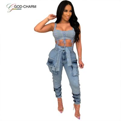 China Wholesale Color Fade Proof GC-66862529 Unique Design Jeans Cargo Style New Fashion Women Jeans Pants Clothing Washed Jeans Women Denim for sale