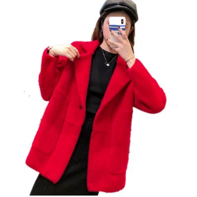 China *GC-0831 clothing news loose cardigan 2020 viable factory wholesale arrivalsChinese ladies turn down collar red white faux mink fur coat for sale