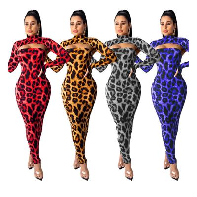 China Newcomers *GC-T047 2020 anti-static fashion long sleeve leopard print sexy wholesale hot sale detachable casual sexy lady bodycon dress for sale