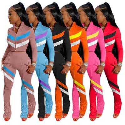 China Anti-pilling New GC-20091519 Stylish Autumn And Winter Sets Women Apparel Splice Sports Suit Ladies Jogging Suit Teams 2 Piece Set Womens for sale