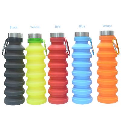 China Shaotian Logo Customized 550ml BPA Free Portable Silicone Water Bottle Collapsible Collapsible Folding Drinks Water Bottle for sale