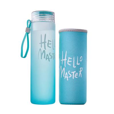 China Sustainable Shaotian Cloth Cover Label Customized Water Bottle Sublimation Borosilicate Glass Frosted Glass Water Bottles Frosted Colored for sale