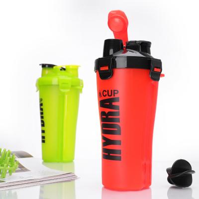 China Double HydraCup LOGO Dual Shaker Cup Protein Custom Gym Viable Shaotian 700ml Powder Shaker Bottle With Double Storage With Mixer for sale