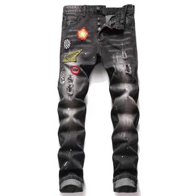 China 2021 custom faded biker jeans mens biker wash breathable jeans mens motorcycle ripped distressed skinny jeans for men for sale