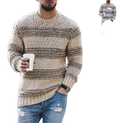 China OEM Classic Service Mens Anti-wrinkle Fashion Sweater Basic Striped O-Neck Knit Sweater Men for sale