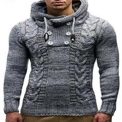 China classic Anti-wrinkle fashion patchwork OEM service plus size men's basic sweater with hoodies knitted sweater men for sale